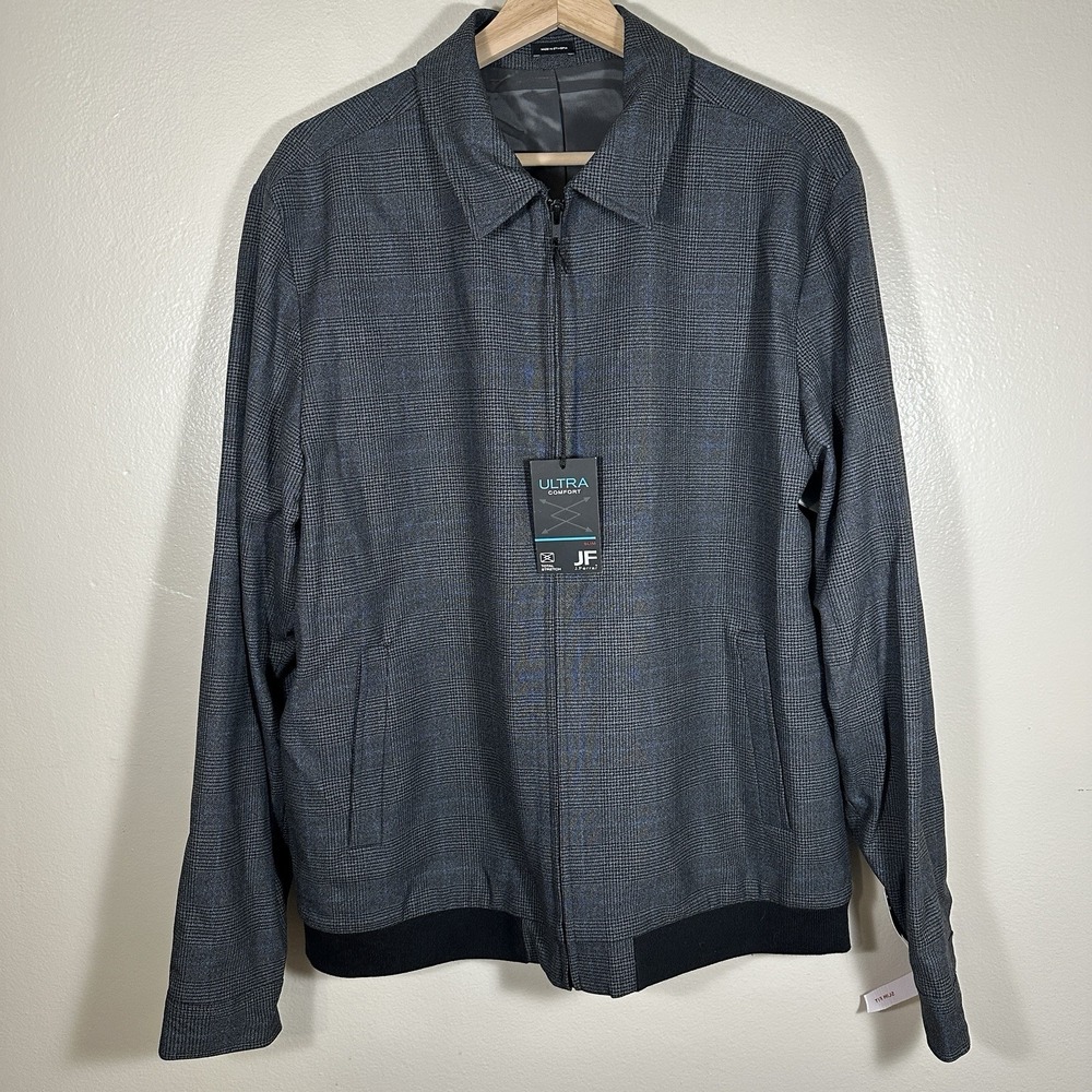J. Ferrar Mens Sz‎ M Slim Gray Lightweight Bomber Jacket Zipper Pockets